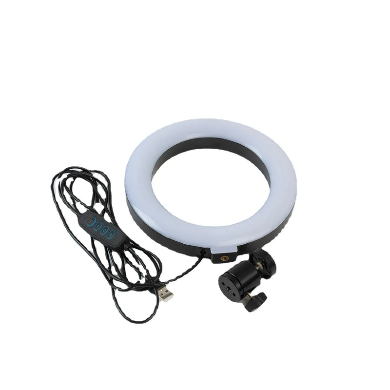 Ring Light Led Mesa Iluminador Pequena 6 Polegada Tripé 16cm Acessórios iluminação vídeo Foto