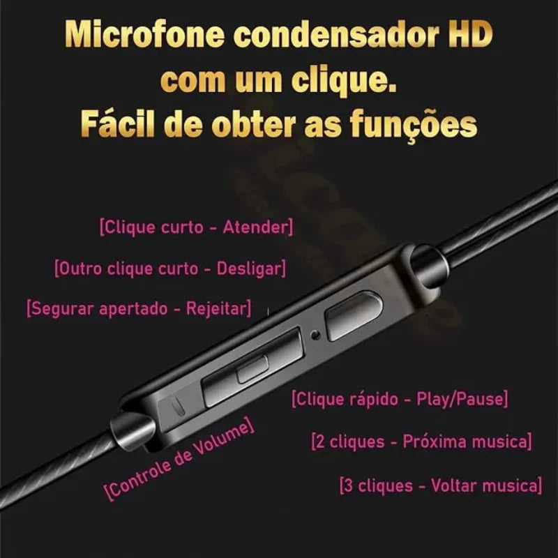 QKZ AK6 Fone de Ouvido com Fio com Microfone de Cobre Driver Estilo Esportivo Hifi Ergonomico